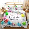 Easter Duvet Cover Set Queen King Size Colorful Easter Egg Bunny Themed Bedding Set Kids Boys Girls Room Decor 3 Pcs Super Soft