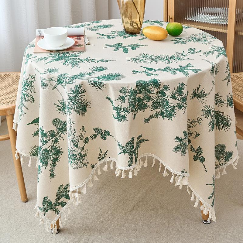 Table Cloth Round Polyester Tablecloth Pastoral Floral Washable Table Cover for Farmhouse Picnic Tabletop Decor Decoración Hogar