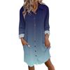 Women's Fashionable Temperament Autun And Winter Button Lapel Pocket Long Sleeve Gradient Print Dress
