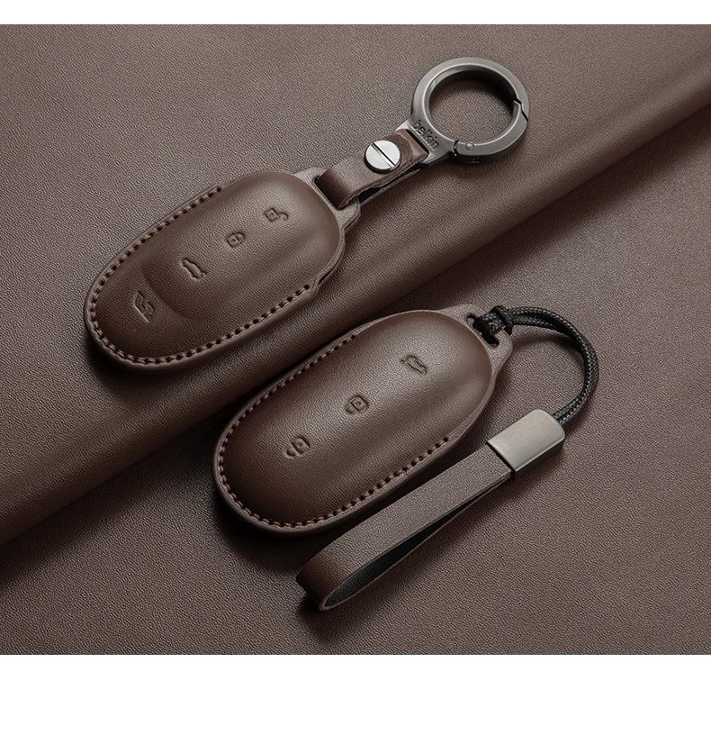 Key Protective Cover for Ideal L6-L9: Genuine Leather, Car Use, Keyring-Compatible Bag