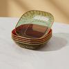 5PCS Golden Trim Snack Plate Square Dining Table Waste Dish Multi-functional Appetizer Plate  Fruit