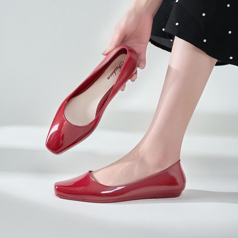

Jelly sandals summer wear low heel non-slip thick heel single shoes shallow mouth bag head fairy casual 40