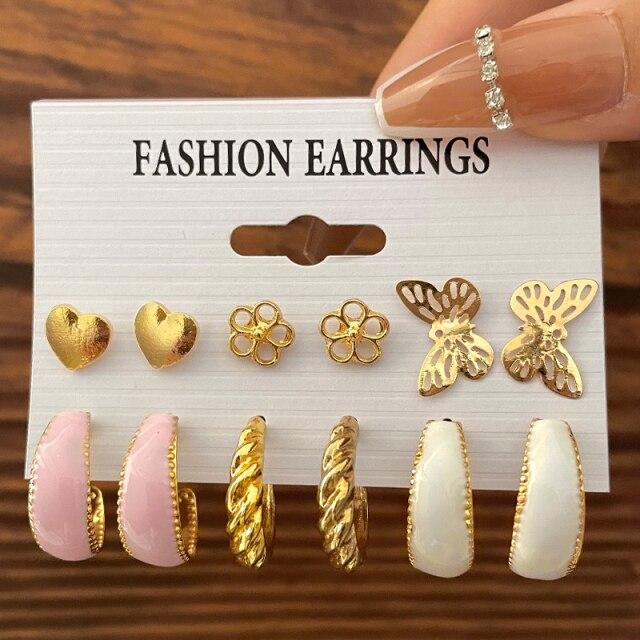 Tone Color Snake Drop Earrings Set Geometric Long Tassel Dangle Earrings Set For Women Of Earrings JewelryGeometric Drop