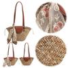 Women Straw Woven Tote Bag Fashion Woven Handbag Large Capacity Weaving Shoulder Bag Chic Hobo Bag for Party Vacation