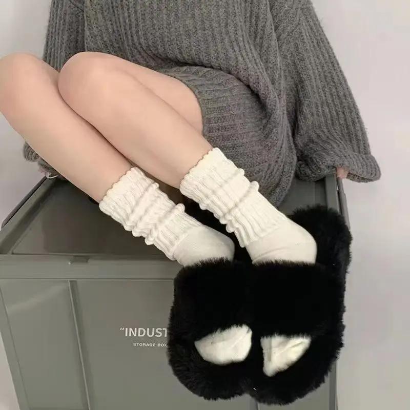 1/3 Pairs Fashion Cool Lolita Woman Cute Warm Socks Set Female Lady Autumn Winter Knitted Long Black White Socks For Women Sport