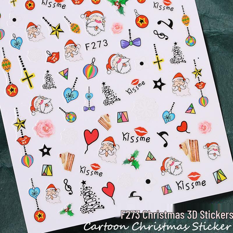 Cute Christmas Nail Stickers: Snowman, Santa, Snowflake & Reindeer Designs