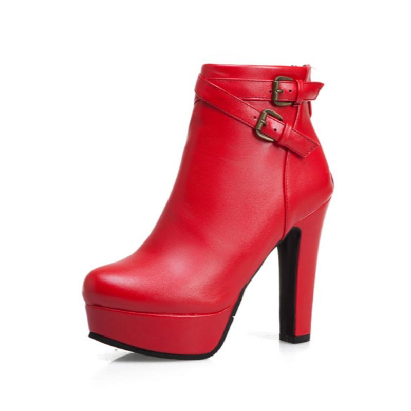 

Модные короткие ботинки, женская обувь, осень-зима, сексуальные ботильоны на платформе для женщин, черные, красные, желтые, белые, женские туфли, большой размер 39 красный