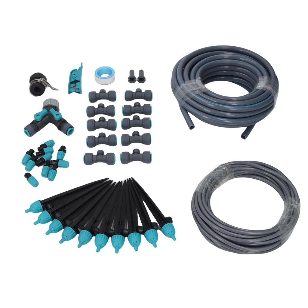 10m Greenhouse Micro Drip Irrigation Kit with Tubing Hose Adjustable Nozzle Garden Watering System