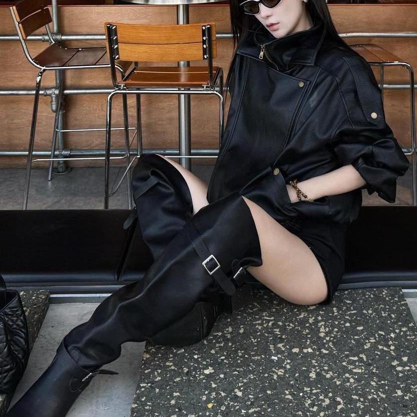 Hongkongská retro kožená bunda Bad Boy pro ženy - Podzimní, Volná, Všestranná, Zeštíhlující design