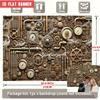 2D Flat Party Backdrop Banner - Large Steampunk Theme with Gears, Pipes & Vintage Clock