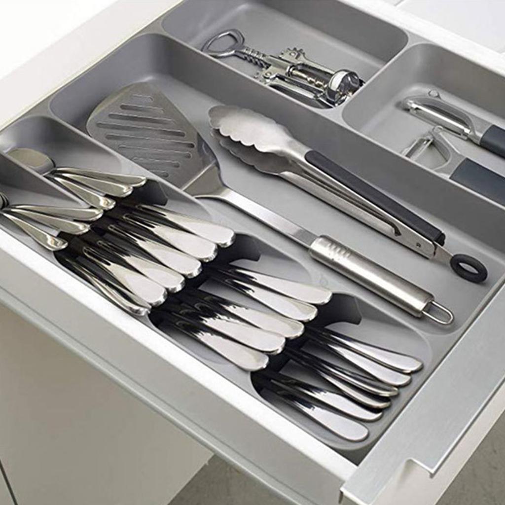 Besteckschubladen-Organizer 3 in 1 Umweltfreundlicher Kunststoff Multifunktions-Besteckorganisator für Messer