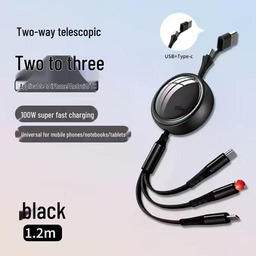 100W Type-C 3-in-1 Fast Charging Cable for Huawei, Android, and Apple Devices