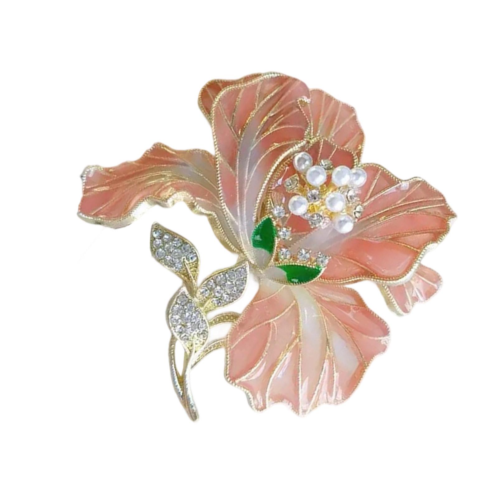 

Элегантная брошь с цветочным дизайном, выполненная в технике эмали и украшенная искусственным жемчугом, женский ювелирный аксессуар розовый