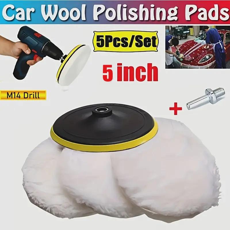 5Pcs Wool Car Polishing Pad Set For Polisher Machine Waxing Polishing Buffing Auto Paint Care Polisher Pads 3/4/5/6/7 Inch