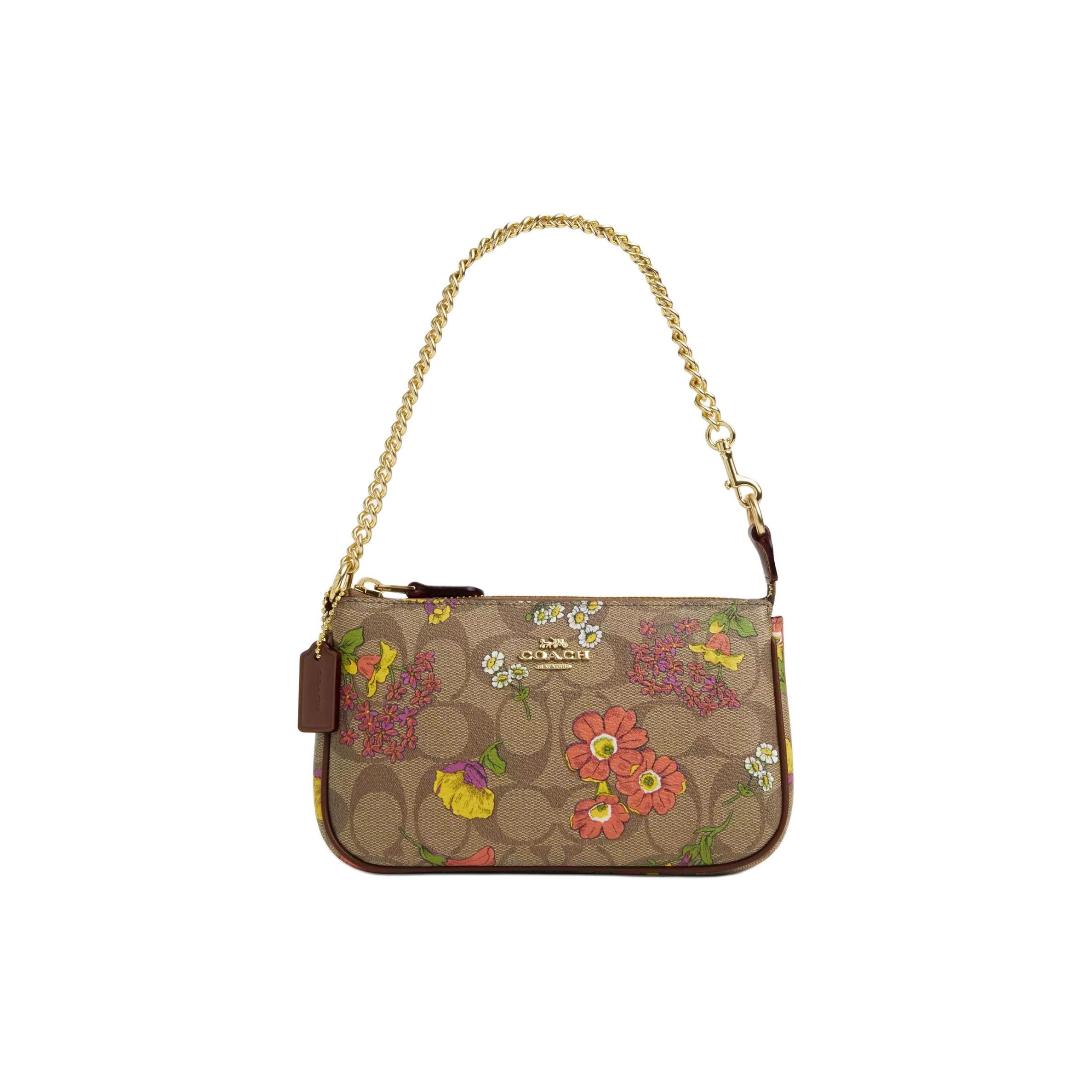 

Coach Nolita 19 Floral Print Waterproof Canvas And Recycled Leather Tote Shoulder Bag Small Women bags Gold Khaki Multicolor CR828-IME7V Basic Set (Bag+Dust Bag)