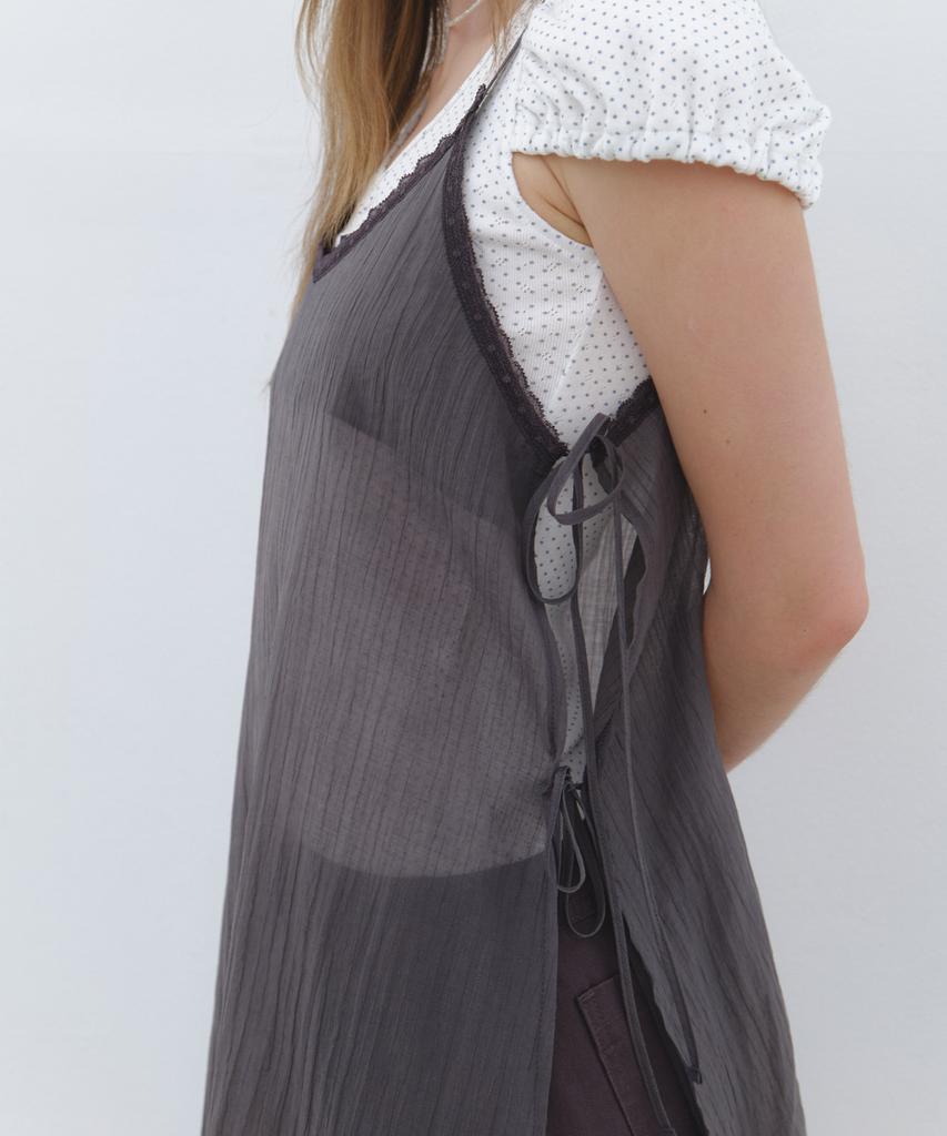 Cluny Sheer Layered Beach Slip Dress - Charcoal