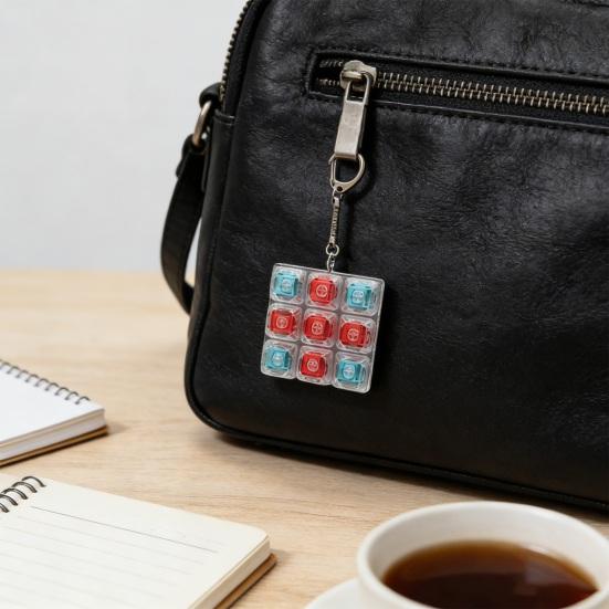 9-Keys Fidget Keyboard with Keychain Stress Relief Keyboard Finger Clicker Decompression Button Sensory Toy Backpack Hanging