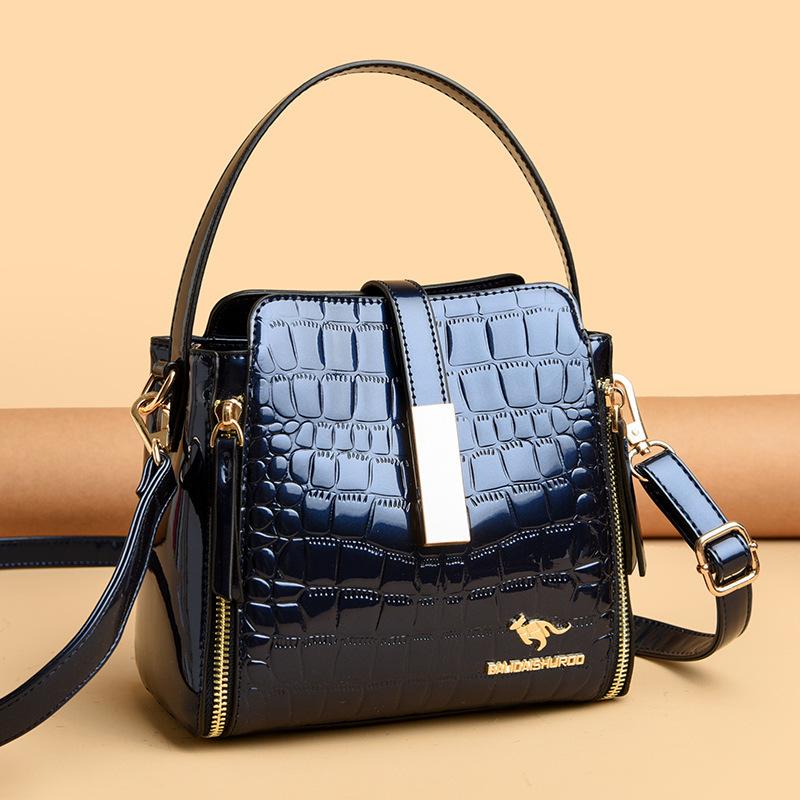 Bucket Bag, Crocodile Pattern Middle-aged and Elderly Women's Bag, Single-shoulder Crossbody Bag, Hand-held Mother's Bag
