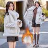 Winter 2024 Women's Young Style Fox Fur Motorcycle Suede Down Jacket YJ6896