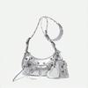 Locomotive Armpit Bag Women's Pleated Crescent Bag, Rivet Tassel, Shoulder Crossbody Women's Bag