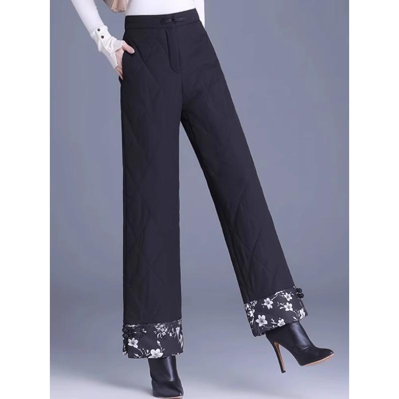 

Утолщенные флисовые хлопковые брюки, прямые брюки, женские зимние брюки, ретро-пряжка, теплые хлопковые брюки, защищающие от холода 3XL