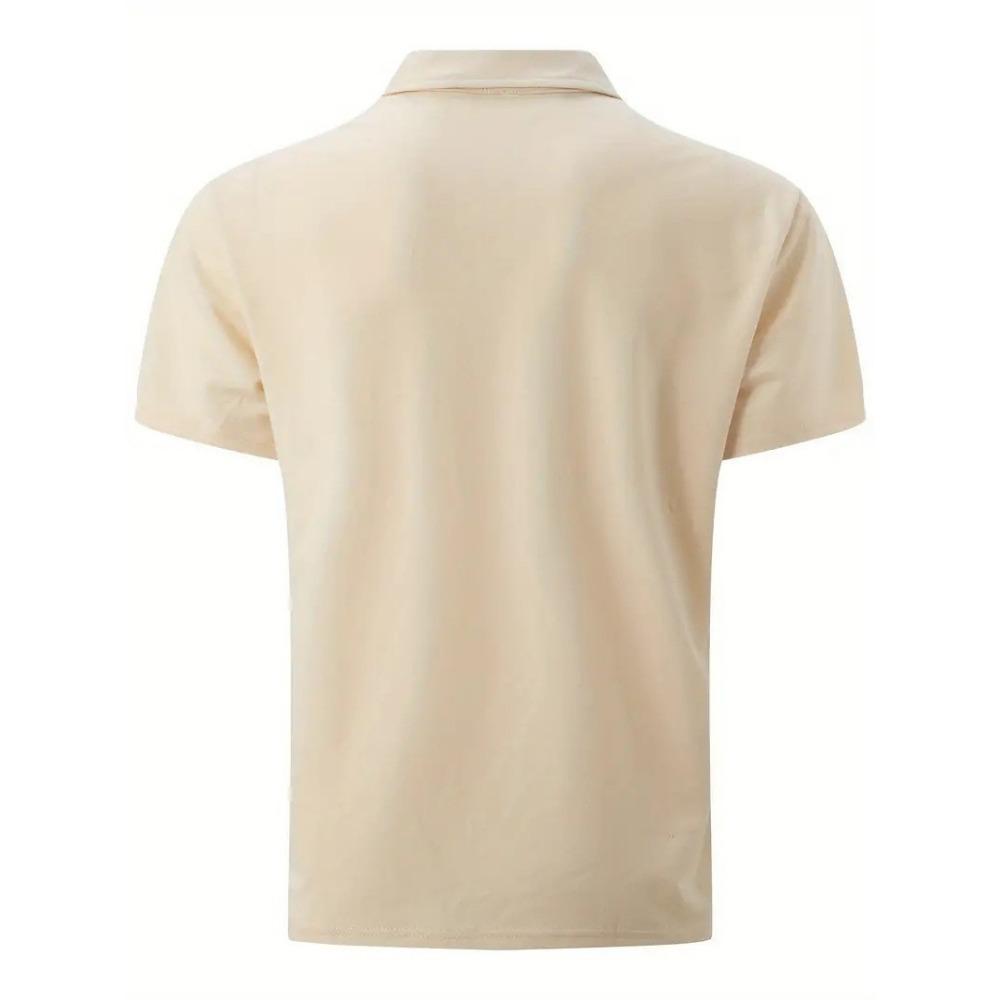 Men's Casual Solid Color Button Short Sleeved T-shirt Polo Shirt
