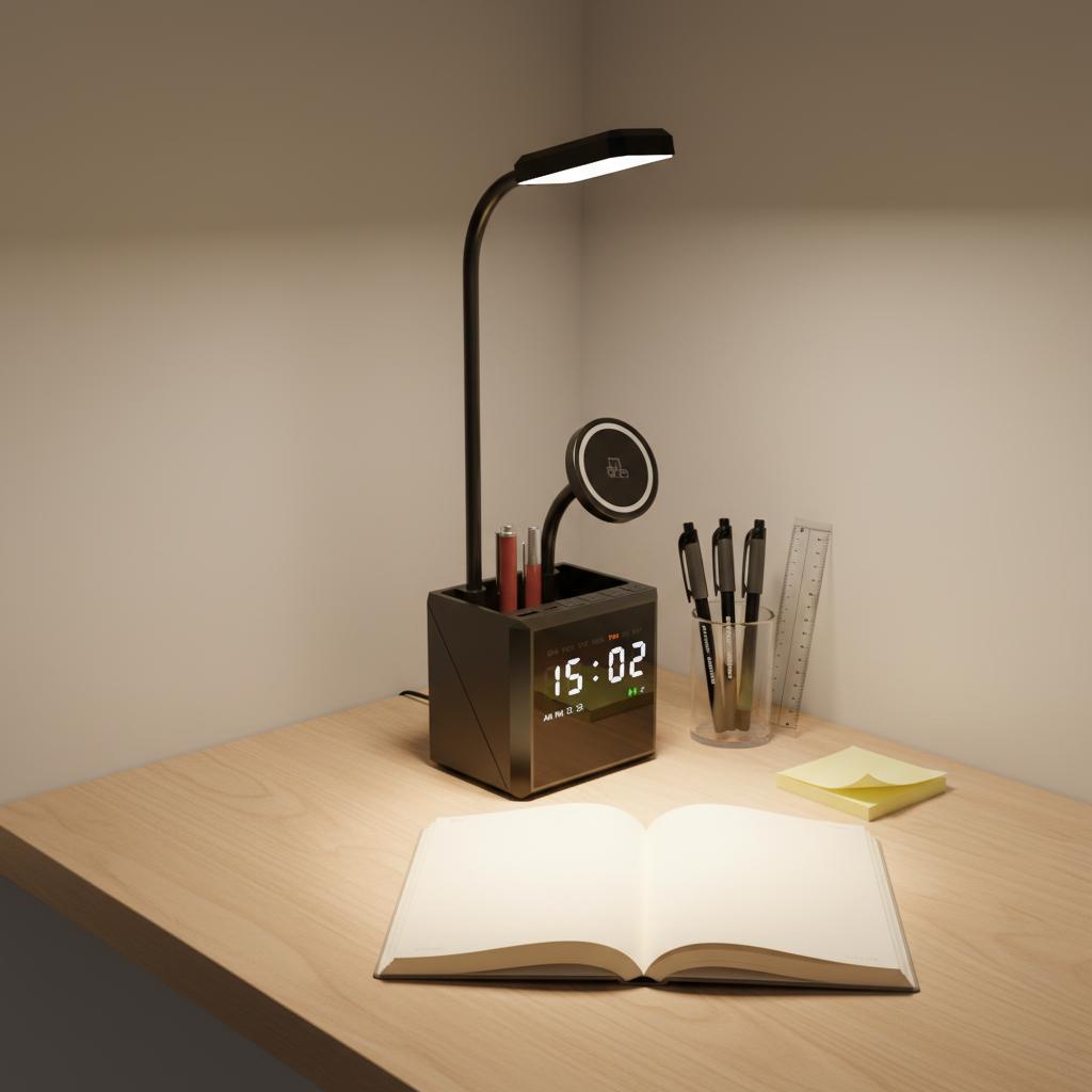 3 In 1 Wireless Charger 15W Fast Charging with Magnetic Phone Holder Watch & Earphone Holder Desk Lamp with Clock Smart Phones