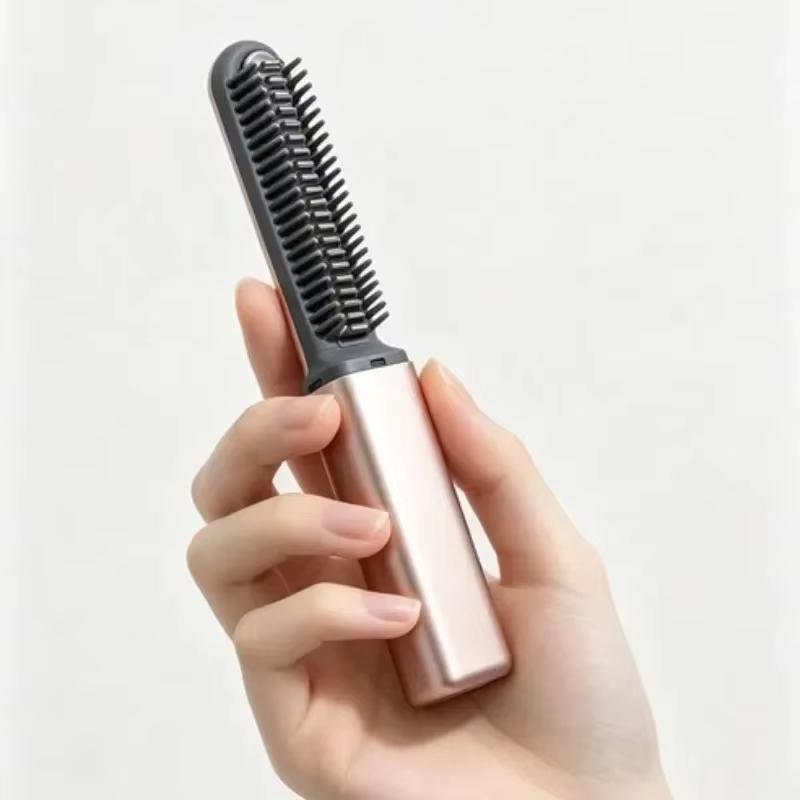 Mini Portable Straight Hair Comb Set Wireless Charging Curling Iron Fast Heating Lightweight for Office Travel Bangs Touch Up