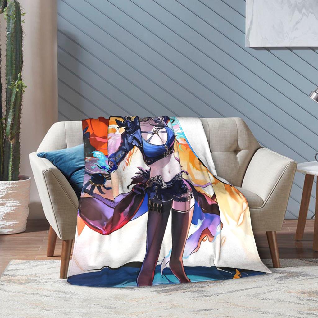 Wuthering Waves WuWa Galbrena Fashion Blanket Game Anime Wool Novelty Soft Throw Fashion Blanket for Bedspread Winter Travel