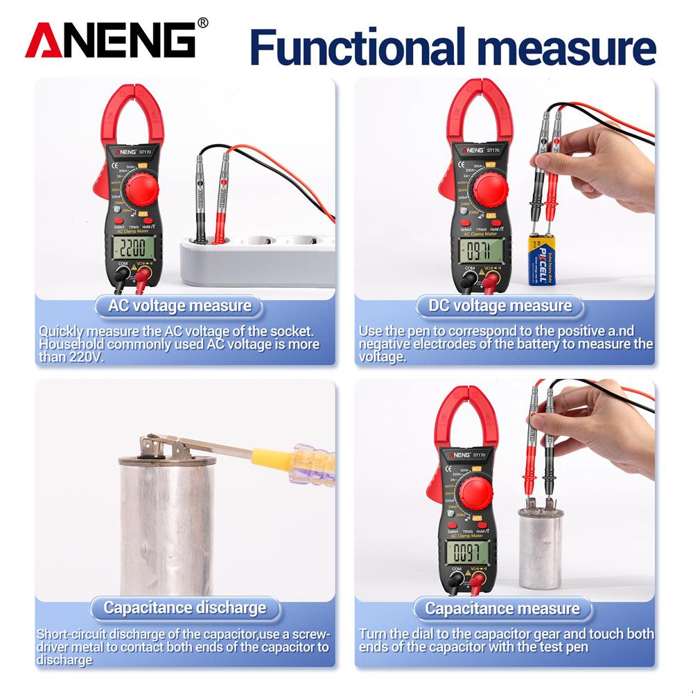 1999 Counts ST170 Digital Clamp Meter 500A AC Current MultimeterAC/DC Voltage Tester Hz Capacitance NCV Ohm Diode Test Tools