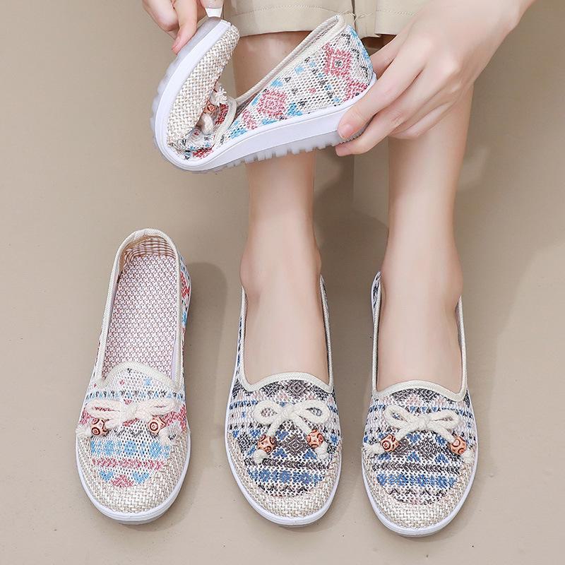 Women's Breathable Embroidered Mesh Slip-On Shoes with Soft Sole - Summer Mom Shoes