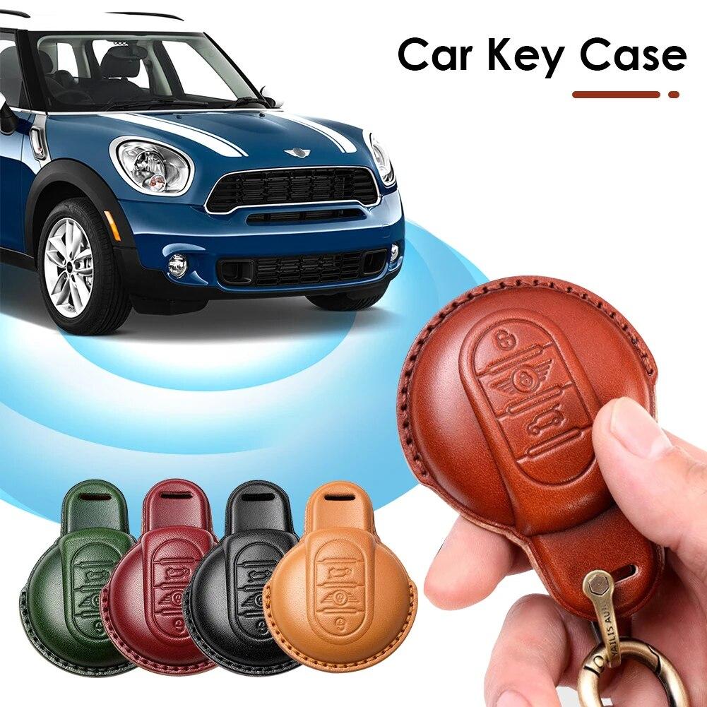 Kožený kryt na klíče od auta pro BMW MINI COOPER S ONE JCW F54 F55 F56 F57 F60 CLUBMAN COUNTRYMAN Držák na dálkový ovladač Shell Keychain