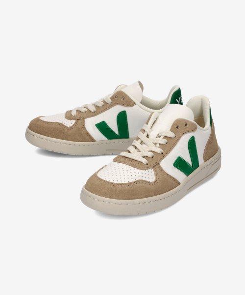 [Veja] V10 Leather Sneakers - White:Emerald:Sahara VX0503146SS23