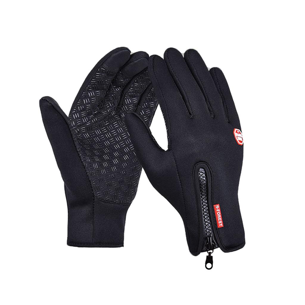 B-FOREST Winter-Skihandschuhe für Damen und Herren, Outdoor-Bergsteiger- und Radhandschuhe mit Reißverschluss und rutschfestem Handflächen-Design