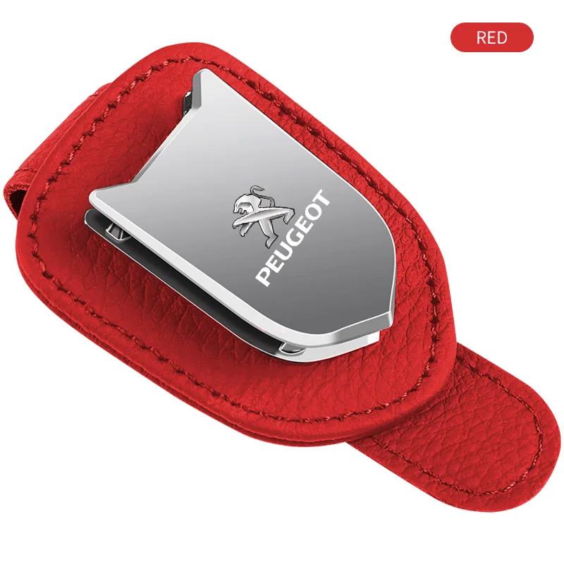 Multifunction Car Sun Visor Glasses Clip Leather Eyeglasses Clip For Peugeot 206 207 307 3008 2008 308 407 408 508 301 208 RCZ