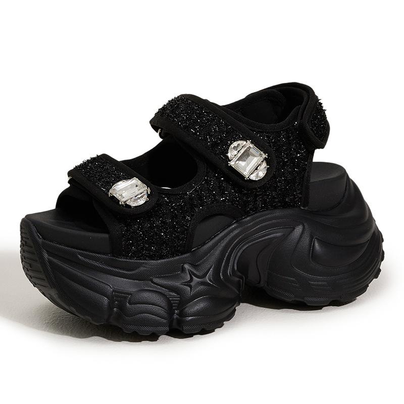 

Platform sandals women s 2025 new summer fashion wear versatile beach shoes non-slip casual sports wind cool slippers 39 чёрный