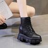 Women's shoes new lace-up inner height increase short boots women's thick sole inner height increase small casual versatile