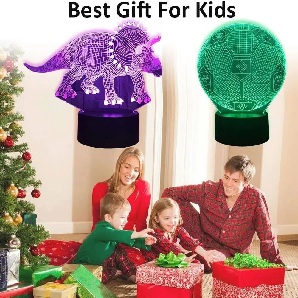 6/12 Pcs 3D Lamps Base LED Night Light DIY Clear Acrylic Sheets RGB Color Remote USB Cable Light Stand Decor Room Christmas Gift