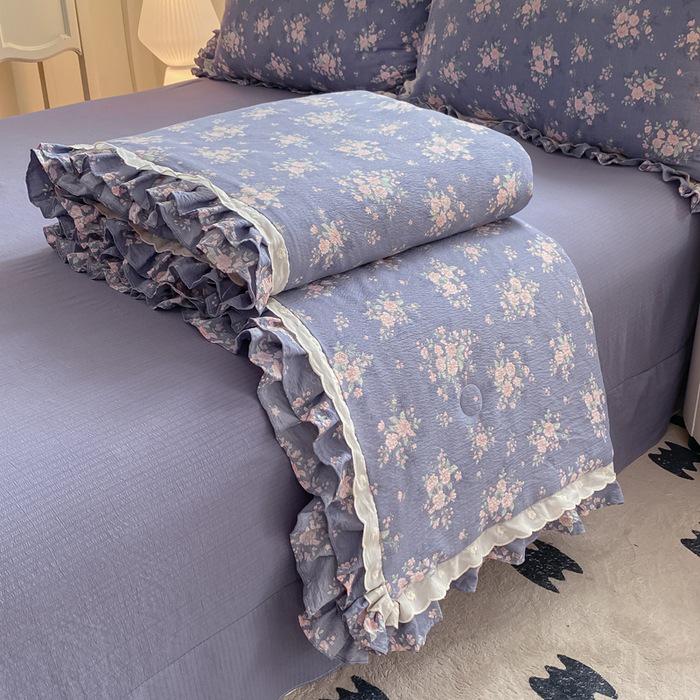 2025 Cloud-Feel Cotton Lace Summer Quilt Set, Machine Washable - Cool & Lightweight for Air Conditioning (Single/Double)