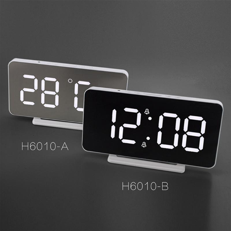 Modern LED Digital Clock Date Time Temperature Display Dimmable Backlights 2 Alarms Snooze Function USB Port 5V