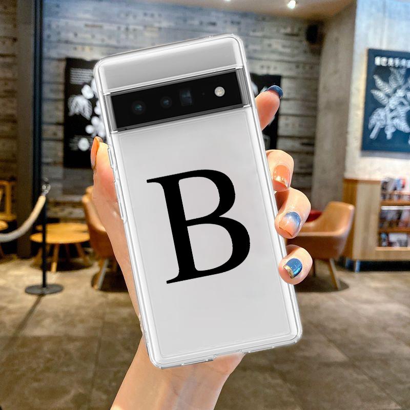 For Google Pixel 10 Pro 10A Phone Case Pixel 9 Pro XL Pixel 8 Pro 9A 8A 7A 7 6A 6 Pro Soft TPU Cover Initial Letter A Z Fashion