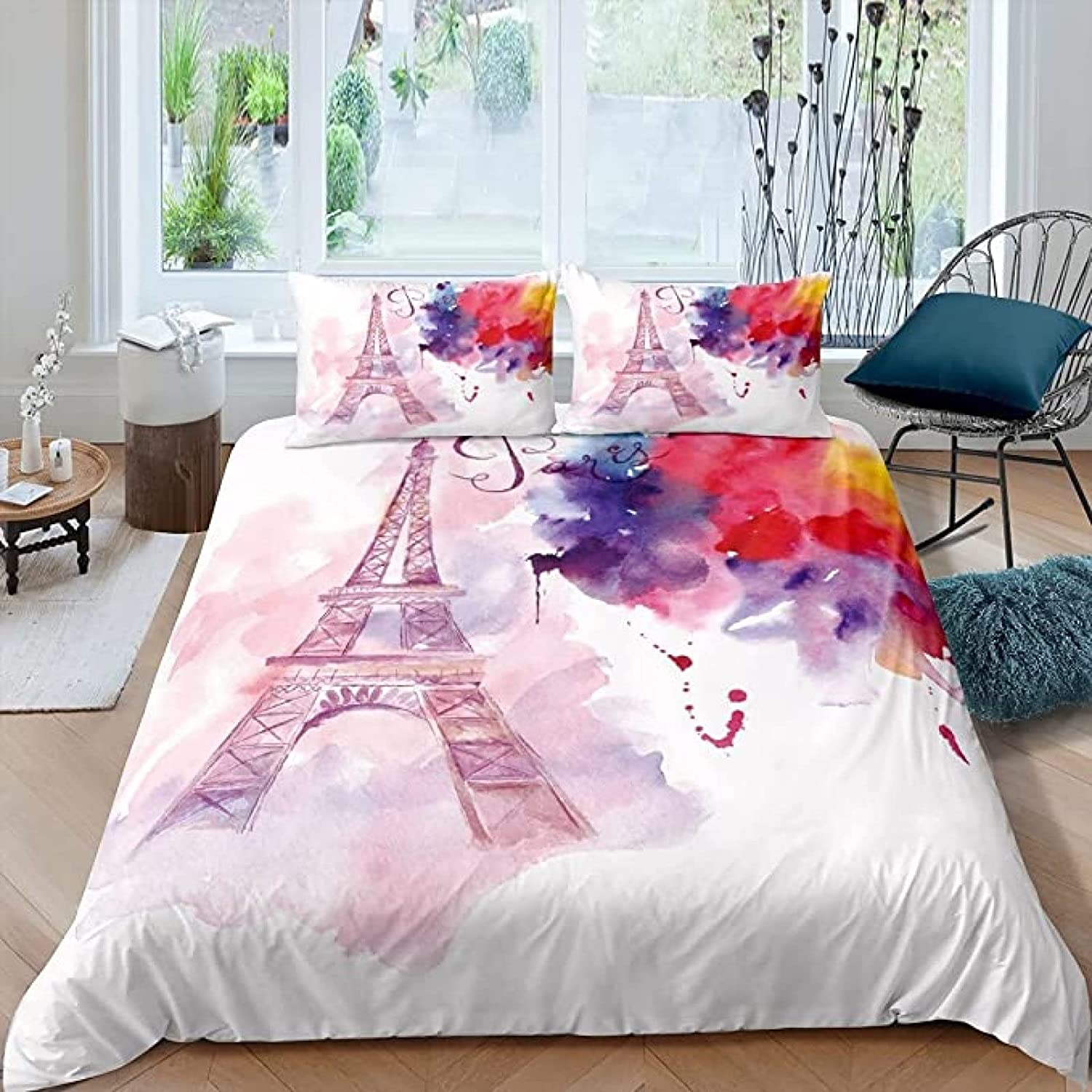 

Pink Paris Eifel Tower Architecture 3D Print Beding Set Cozy Soft Duvet Cover King Quen Twin Sized Dimensions Birthday Gift Rom Decor 135*200cm Eu-Single