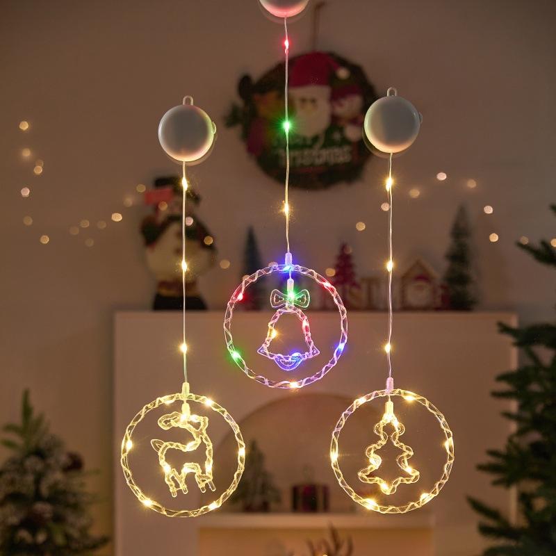 LED Christmas Decorative Lights Hanging Lights Window Holiday Decoration Ambience Remote Control Battery Box Circular String Lights