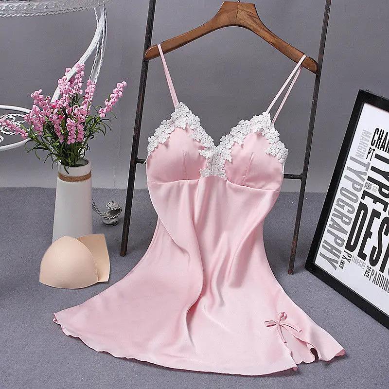 Vestito Accappatoio Estivo da Donna in Seta Babydoll Camicia da Notte Monocolore Scollo a V Lingerie Sexy Camicia da Notte Pigiama