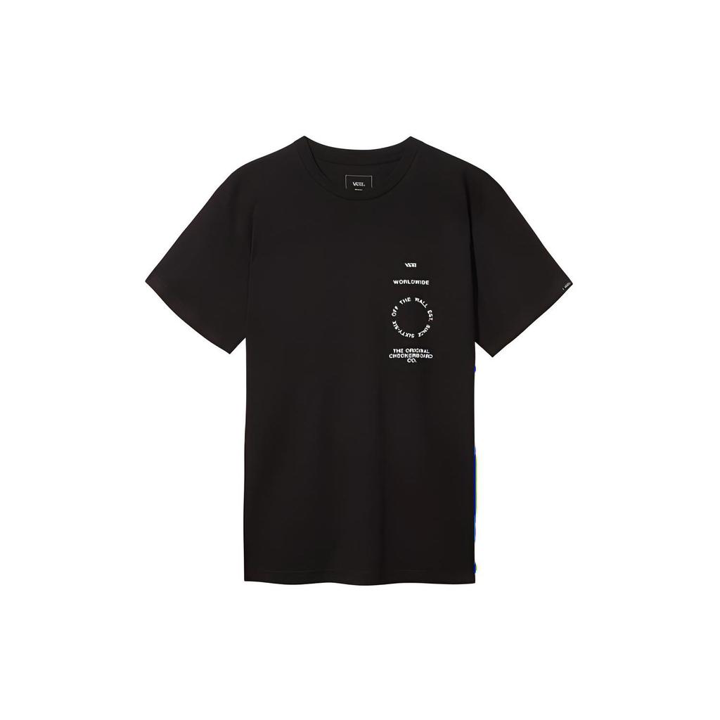 Vans Letter Print Sports Short Sleeve T-Shirt Men Tops Black VN0A49PVBLK