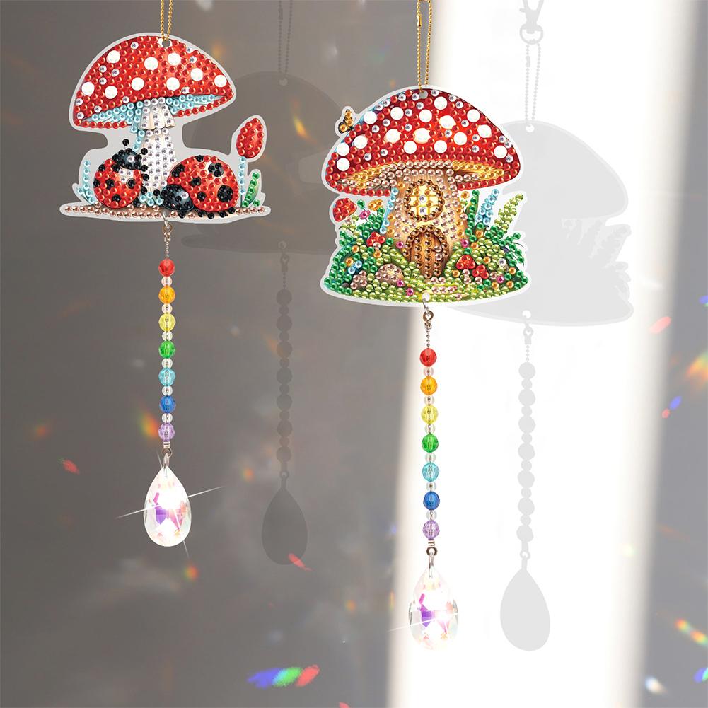 2Pcs 5D DIY Diamond Painting Sun Catcher Crystal Painting Ornaments for Adults DIY Summer Home Garden Hanging Ornament