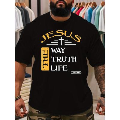 European Size Men's Oversized Short-Sleeve T-Shirt with - Letter Print Breathable Mid-Stretch Fabric, Round Neck Casual Top for Spring/Fall Layering