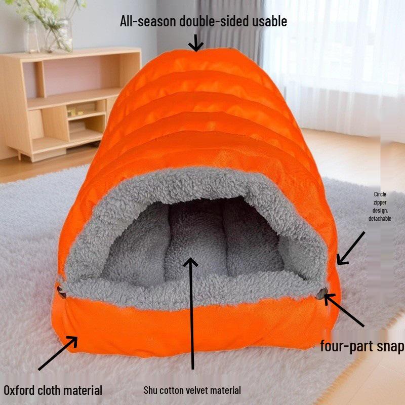 Cat & Small Dog Winter Warm Semi-Closed Nest - Spacious All-Season Sleeping Bag