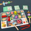 Montessori Wooden Pretend Play Kitchen Toys Dessert Puzzle Toys Simulation Barbecue Pretend Role Indoor Game For Toddlers Age 3+