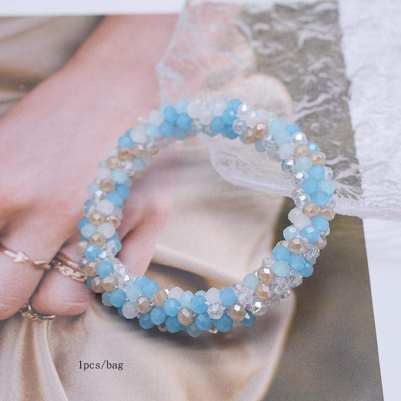 Trendy Bead Bracelet Elastic Handmade Strand Bracelets for Women Gift New Hair Accessory Glass Beads Bracelet